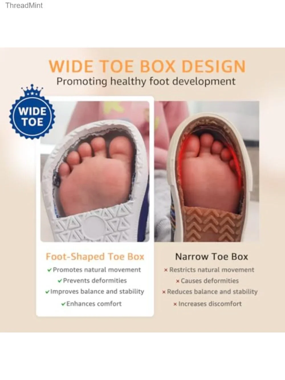 Toddler Kids Wide Toe Box Water Shoes Barefoot Beach Pool Sandals